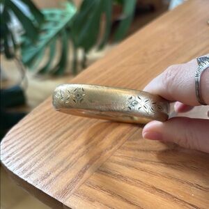 Gold Floral Bangle Bracelet